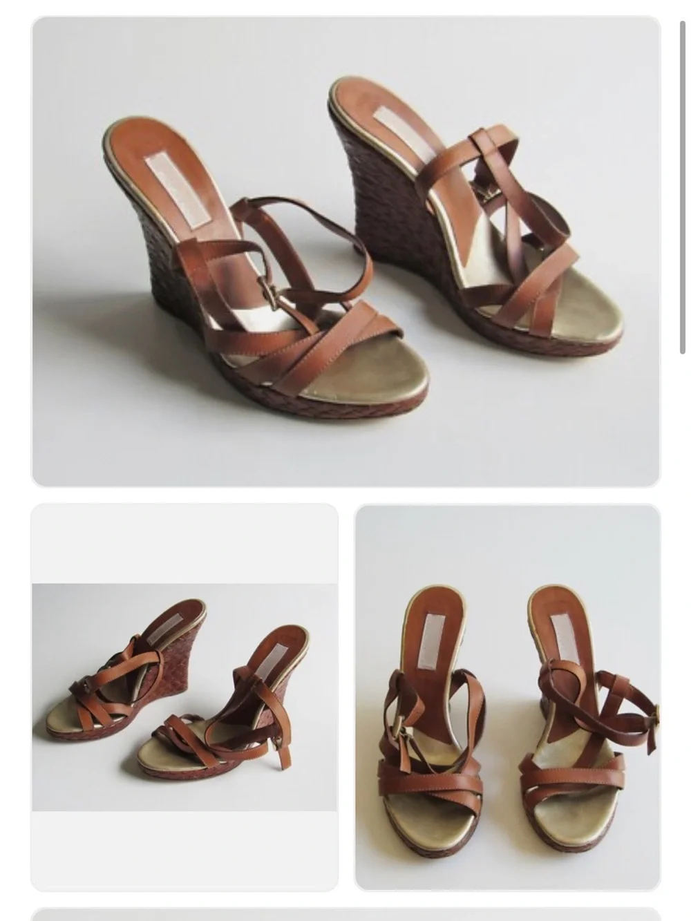 Michael Kors Tan Brown Woven Wedge Sandals